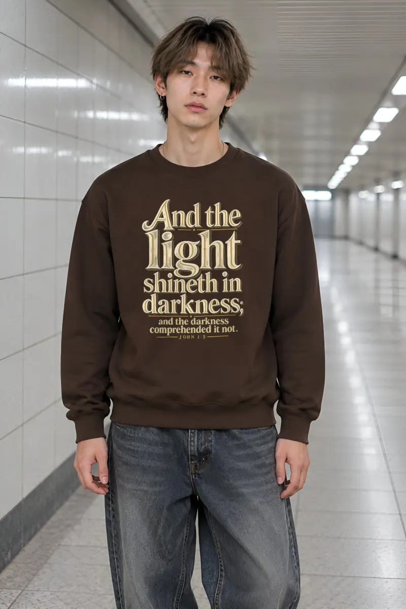 "And the Light Shineth" Heavy Blend Unisex Crewneck Sweatshirt