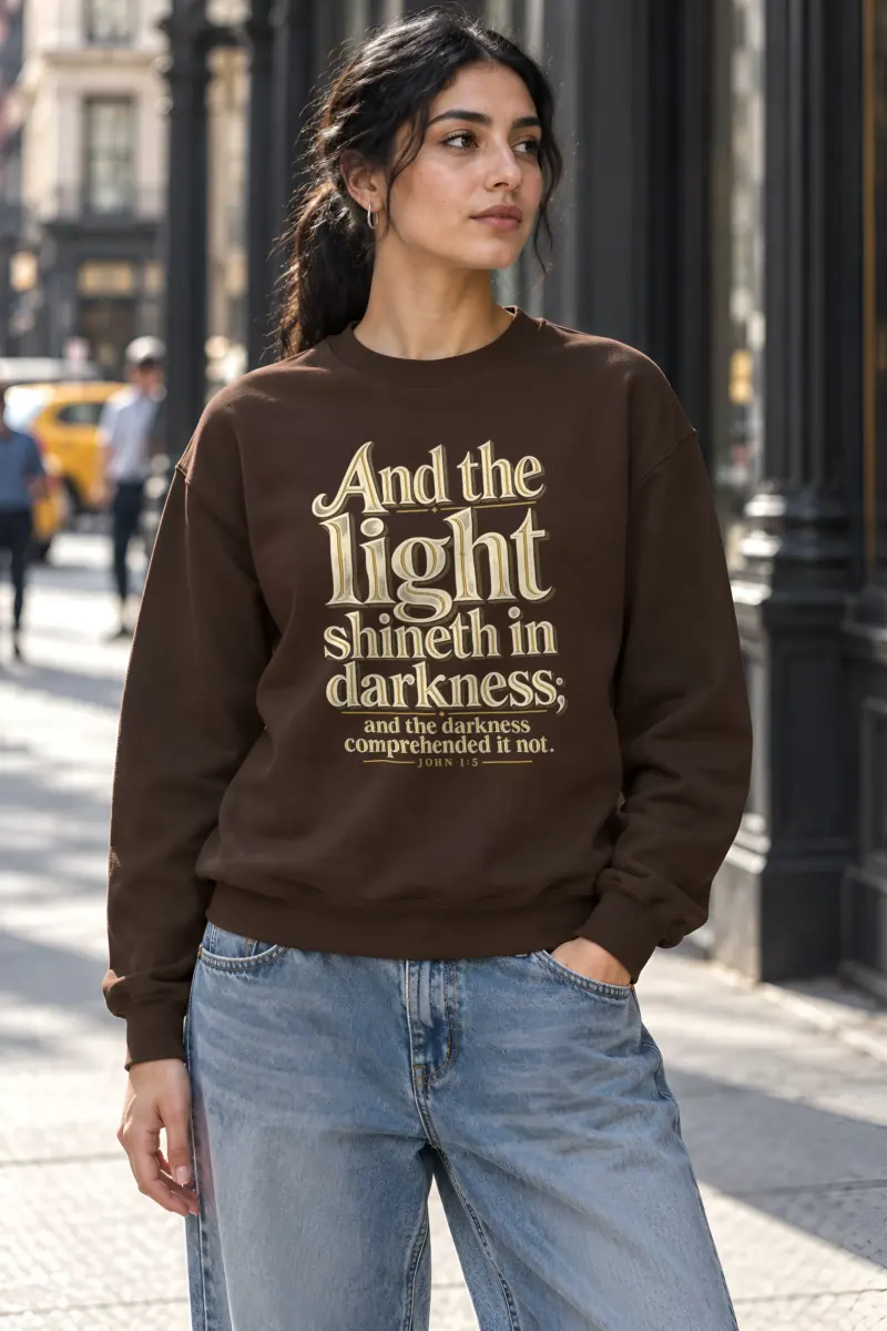 "And the Light Shineth" Heavy Blend Unisex Crewneck Sweatshirt