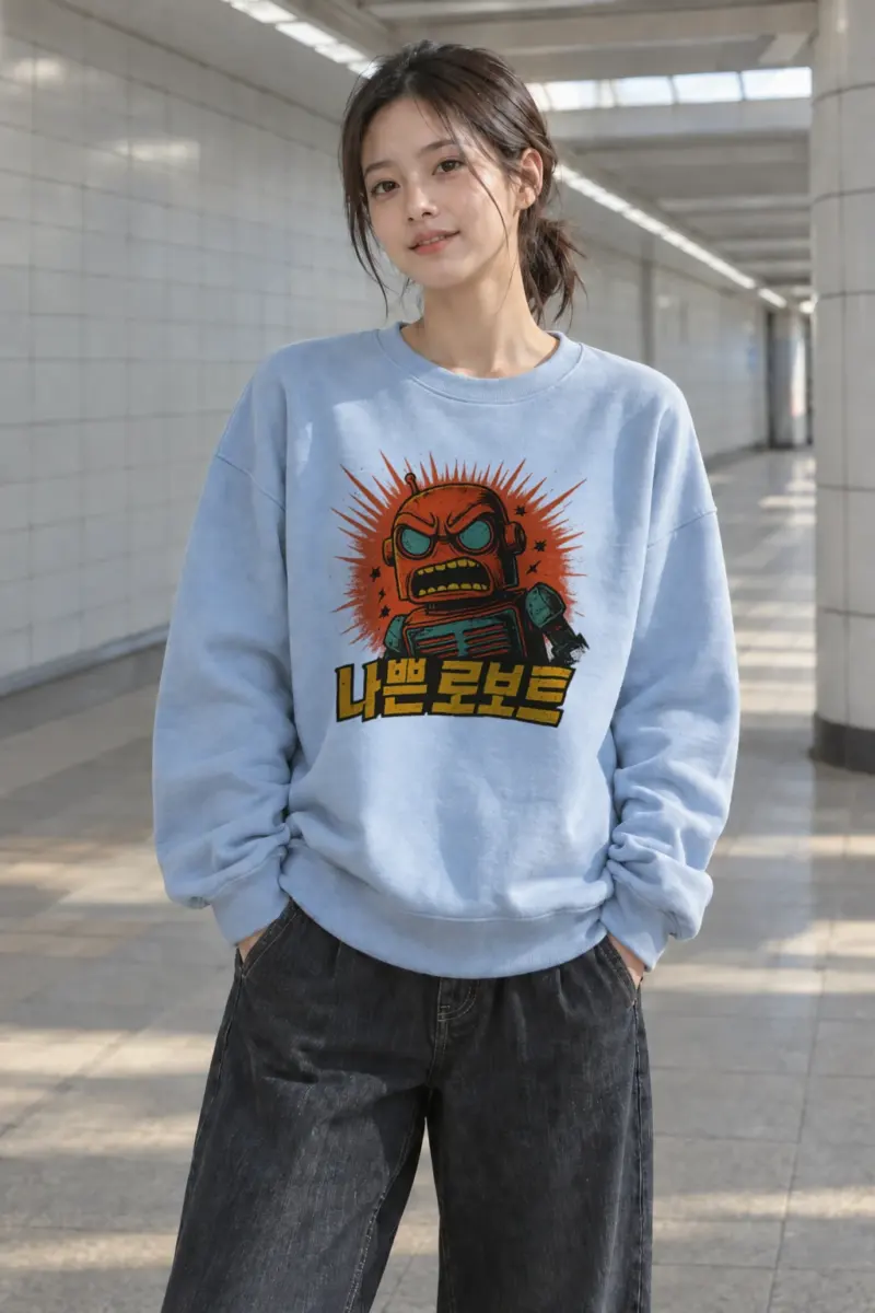 "Angry Robot Sunburst" Heavy Blend Unisex Crewneck Sweatshirt | Gildan 18000