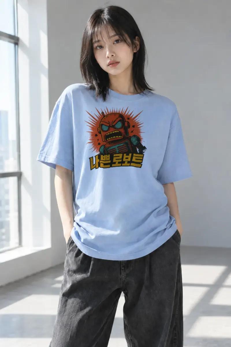 “Angry Robot Sunburst” Heavyweight Unisex Crewneck T-shirt | Gildan 5000