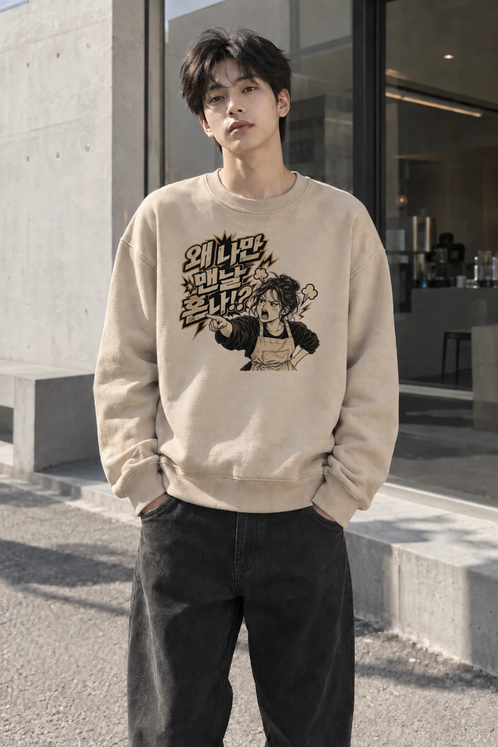 "Angry Waitress" Heavy Blend Unisex Crewneck Sweatshirt | Gildan 18000