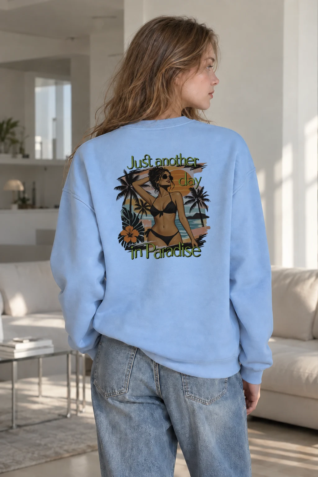 "Another Day in Paradise" Heavy Blend Unisex Crewneck Sweatshirt | Gildan 18000