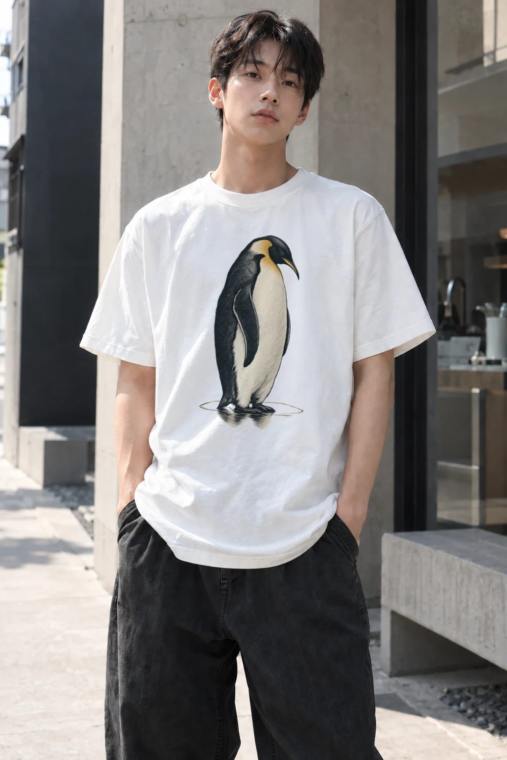 "Antarctic Poise" Heavyweight Unisex Crewneck T-shirt | Gildan 5000