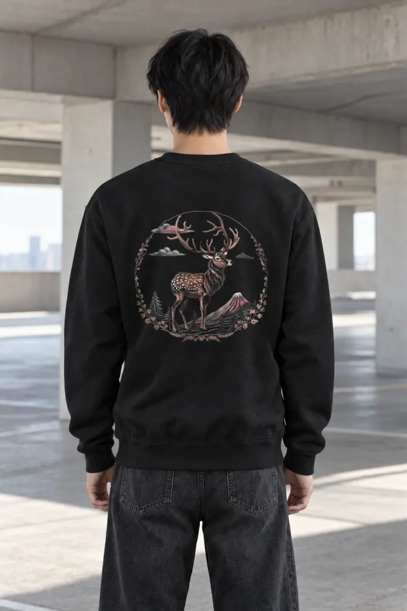 "Antlered Mountain Deer" Heavy Blend Unisex Crewneck Sweatshirt