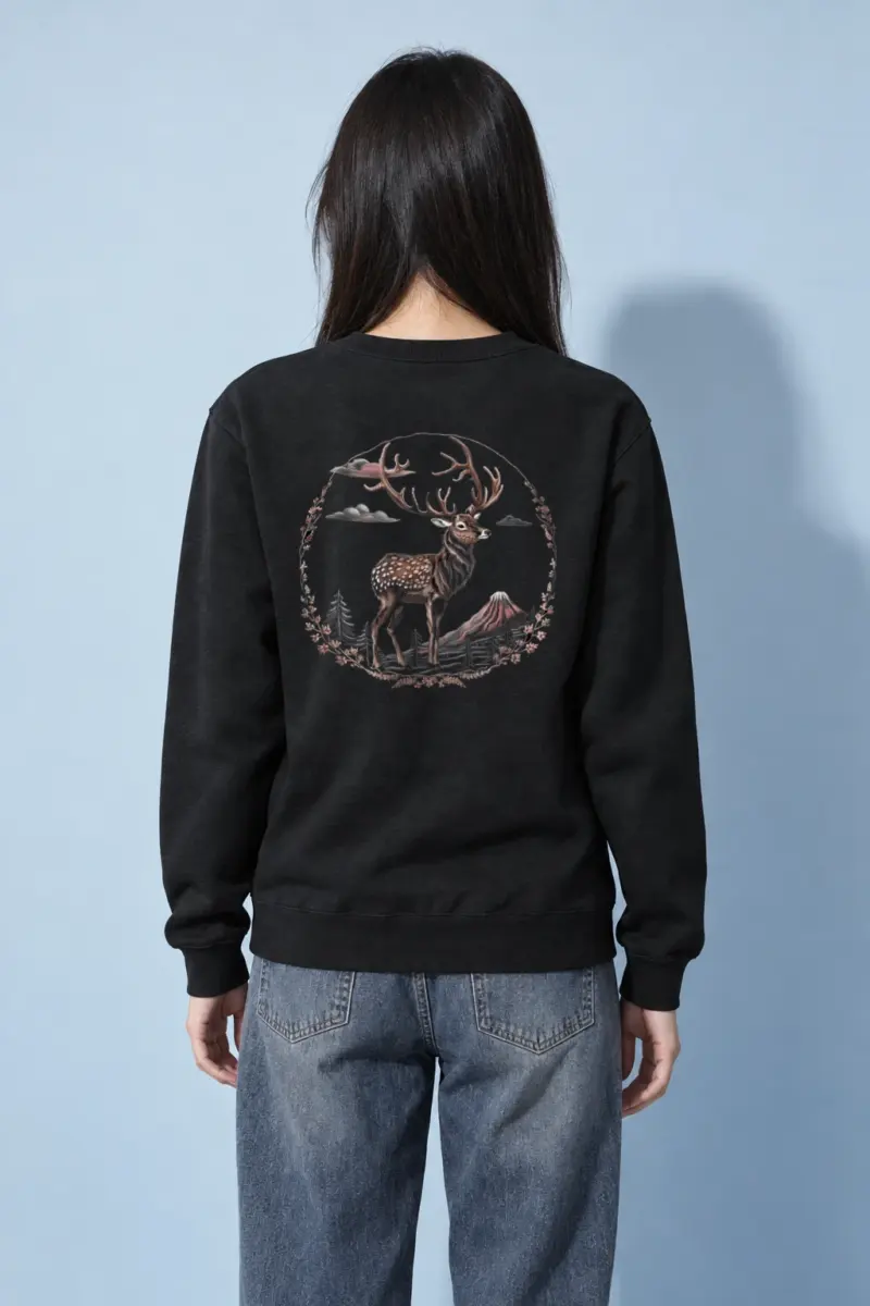 "Antlered Mountain Deer" Heavy Blend Unisex Crewneck Sweatshirt | Gildan 18000