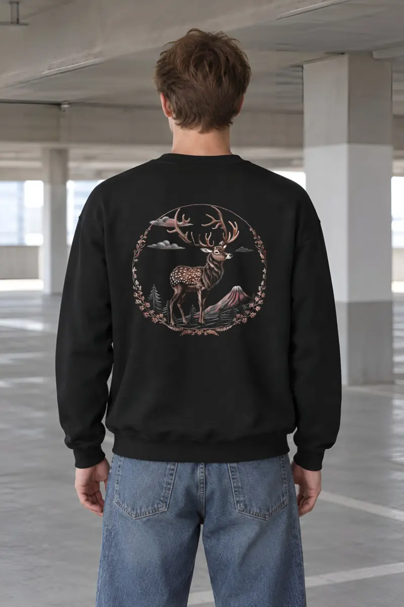 "Antlered Mountain Deer" Heavy Blend Unisex Crewneck Sweatshirt