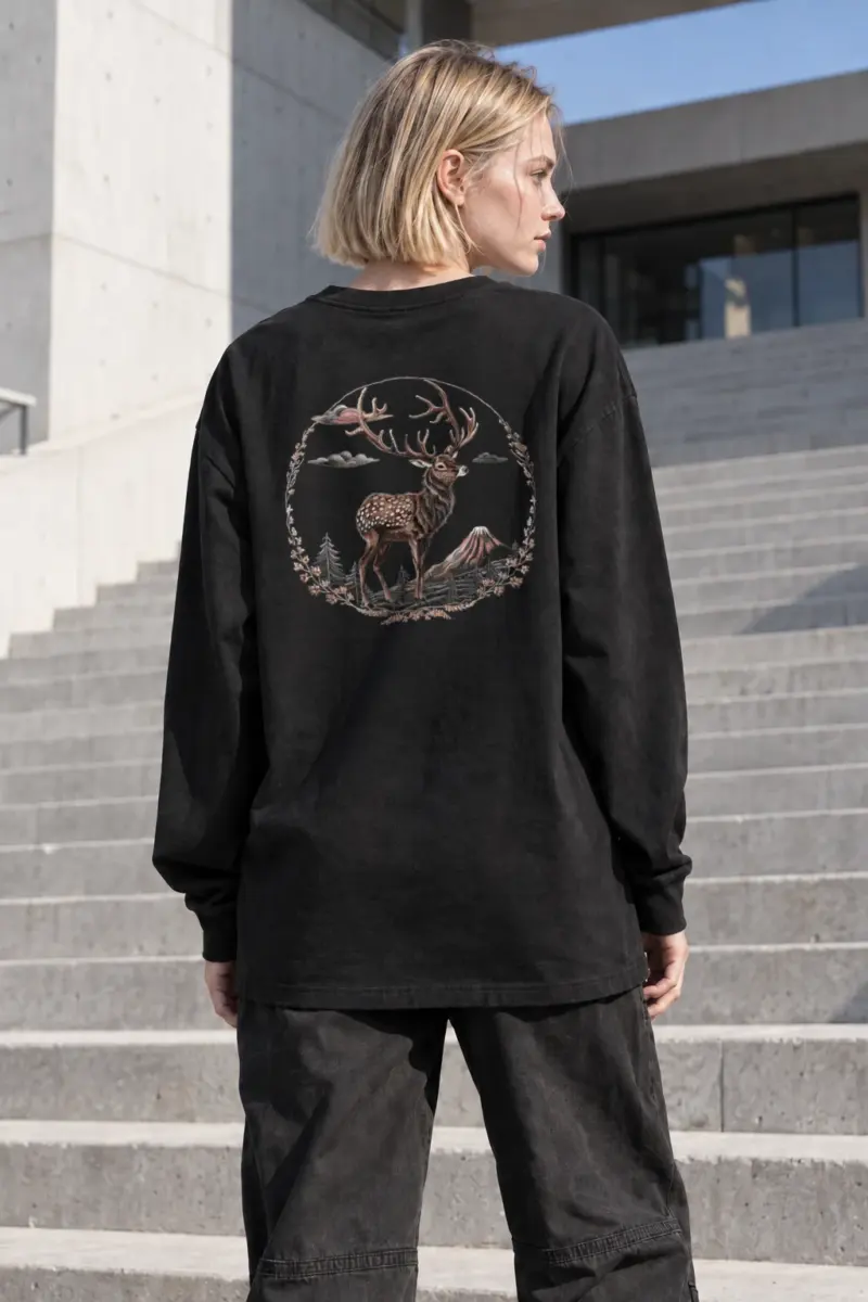 "Antlered Mountain Deer" Unisex Longsleeve T-shirt | Gildan 2400