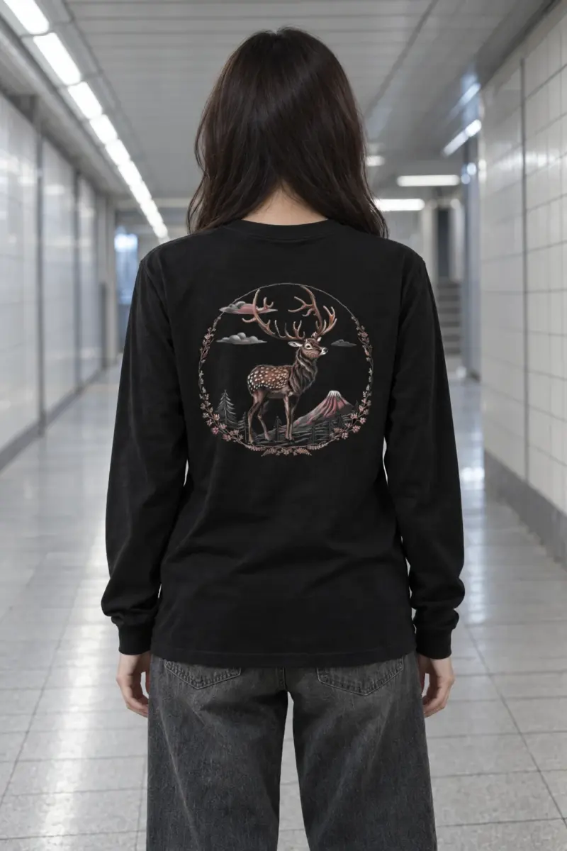 "Antlered Mountain Deer" Unisex Longsleeve T-shirt | Gildan 2400