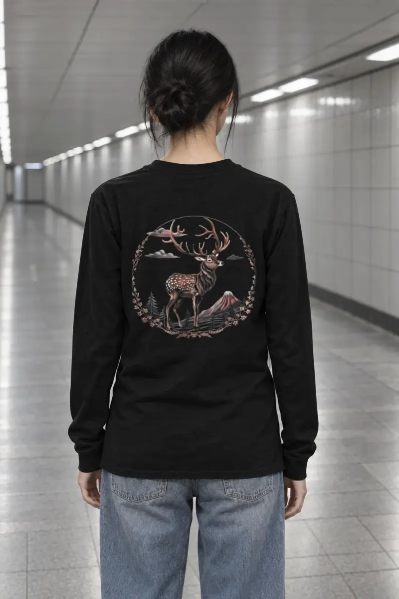 "Antlered Mountain Deer" Unisex Longsleeve T-shirt