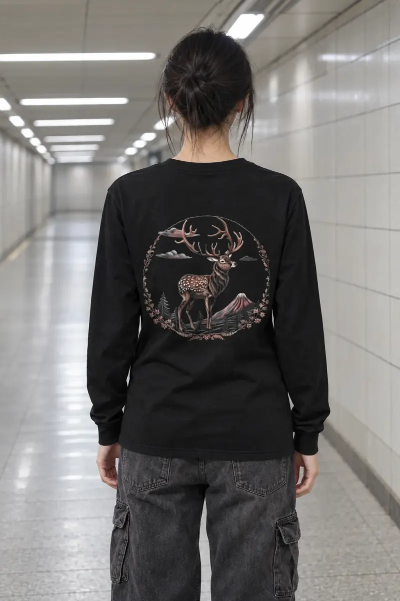 "Antlered Mountain Deer" Unisex Longsleeve T-shirt