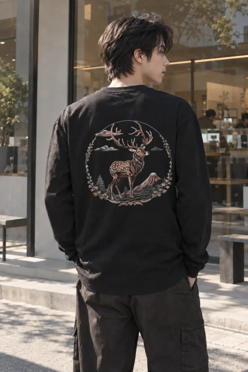 "Antlered Mountain Deer" Unisex Longsleeve T-shirt | Gildan 2400