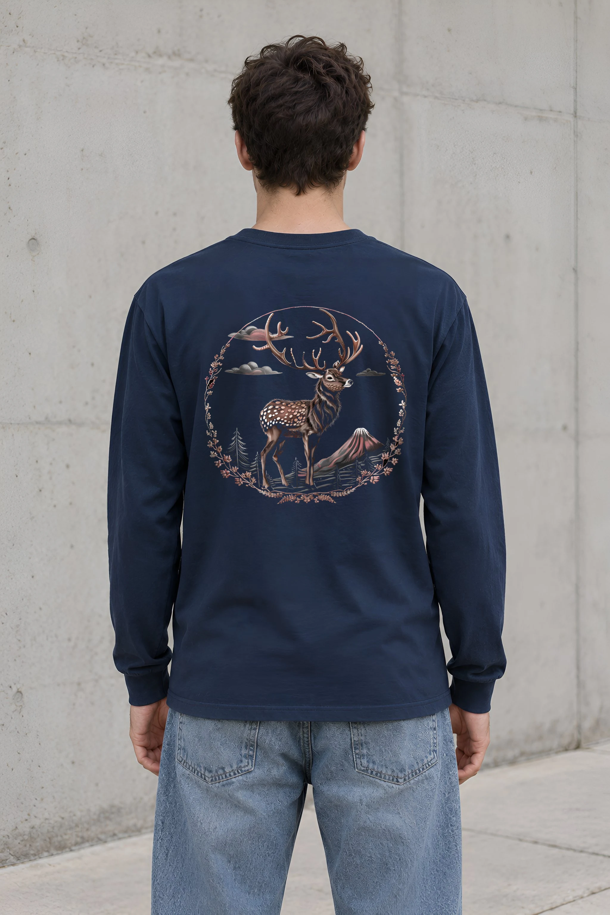 "Antlered Mountain Deer" Unisex Longsleeve T-shirt