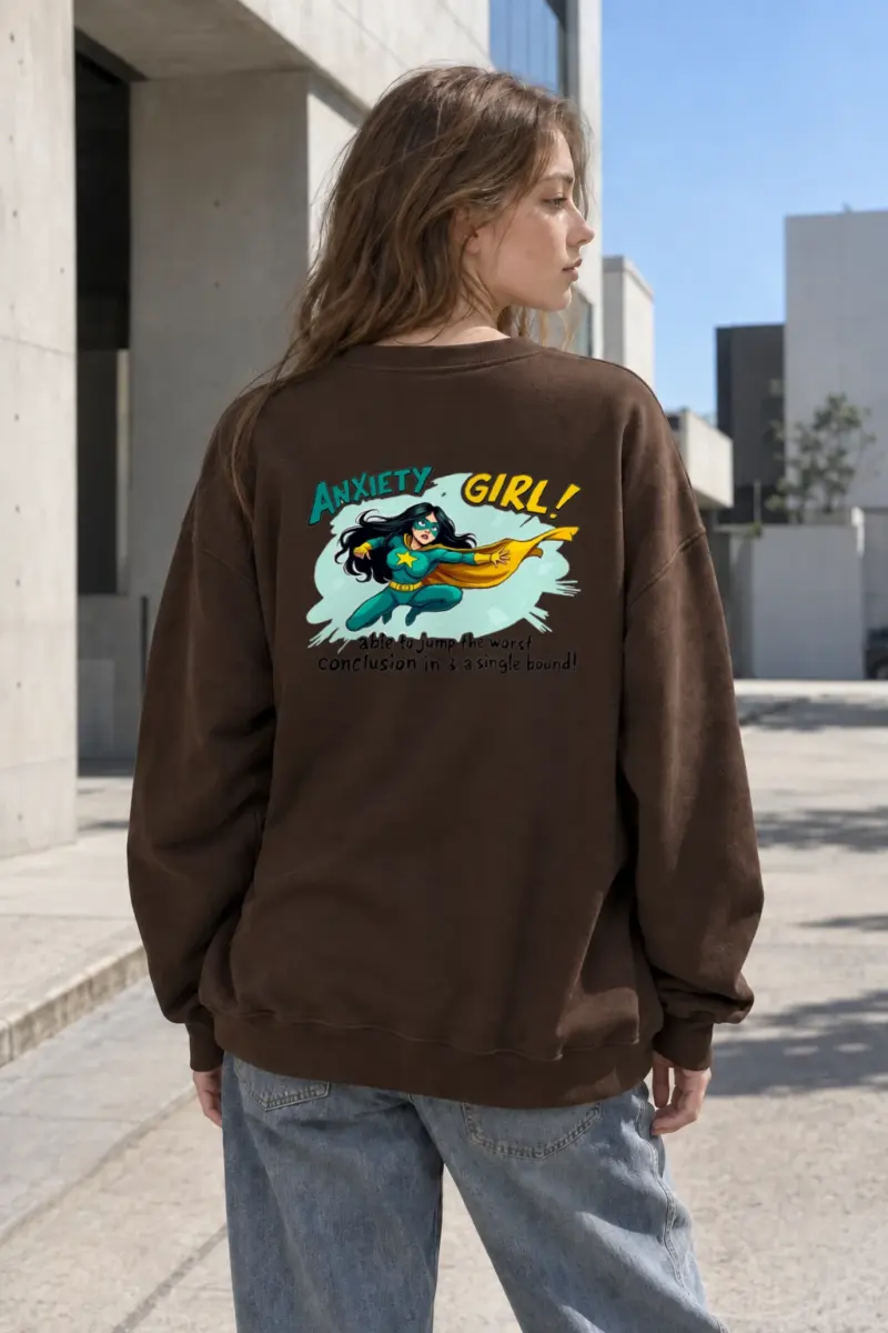 "Anxiety Girl" Heavy Blend Unisex Crewneck Sweatshirt | Gildan 18000