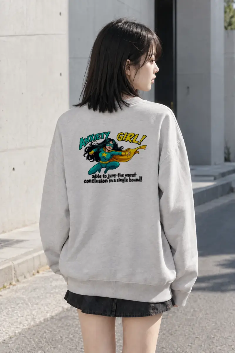 "Anxiety Girl" Heavy Blend Unisex Crewneck Sweatshirt | Gildan 18000