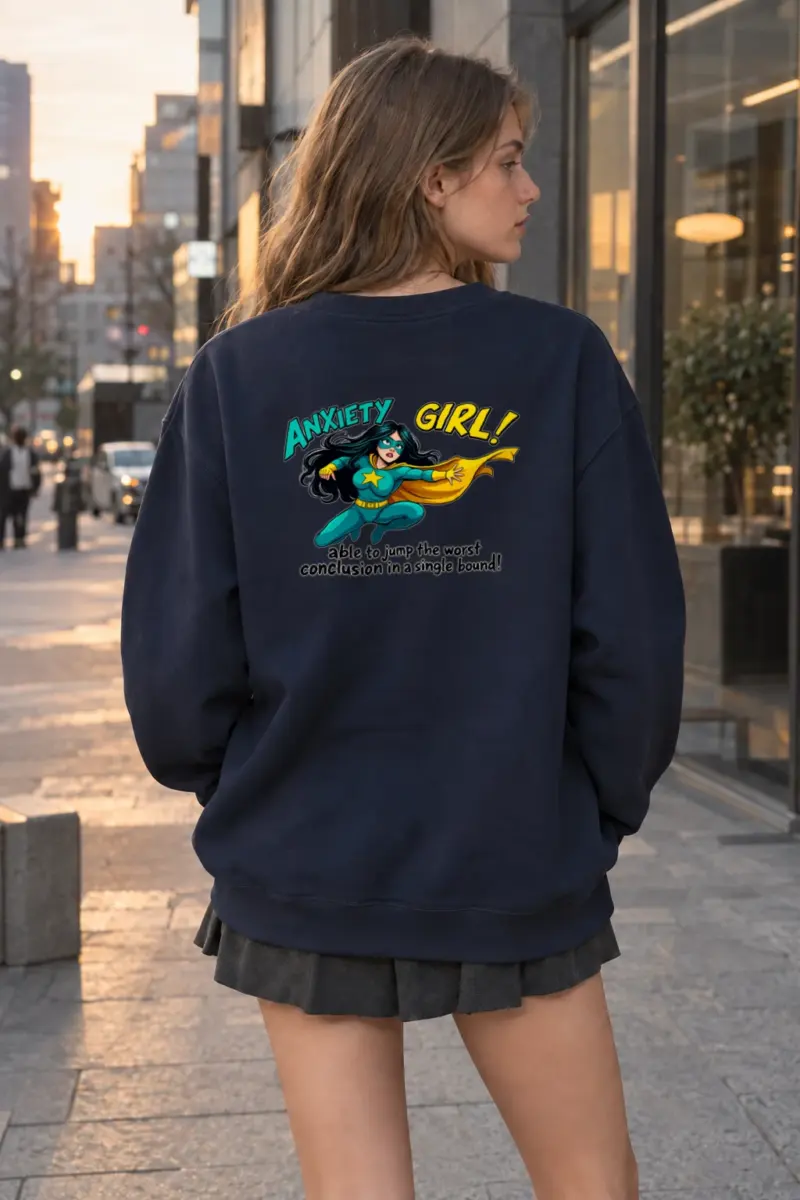 "Anxiety Girl" Heavy Blend Unisex Crewneck Sweatshirt | Gildan 18000