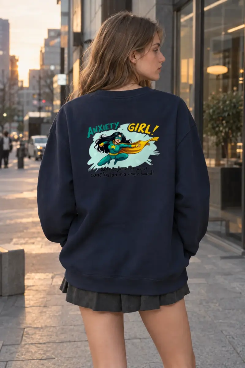 "Anxiety Girl" Heavy Blend Unisex Crewneck Sweatshirt | Gildan 18000