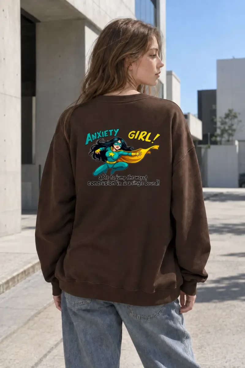 "Anxiety Girl" Heavy Blend Unisex Crewneck Sweatshirt | Gildan 18000