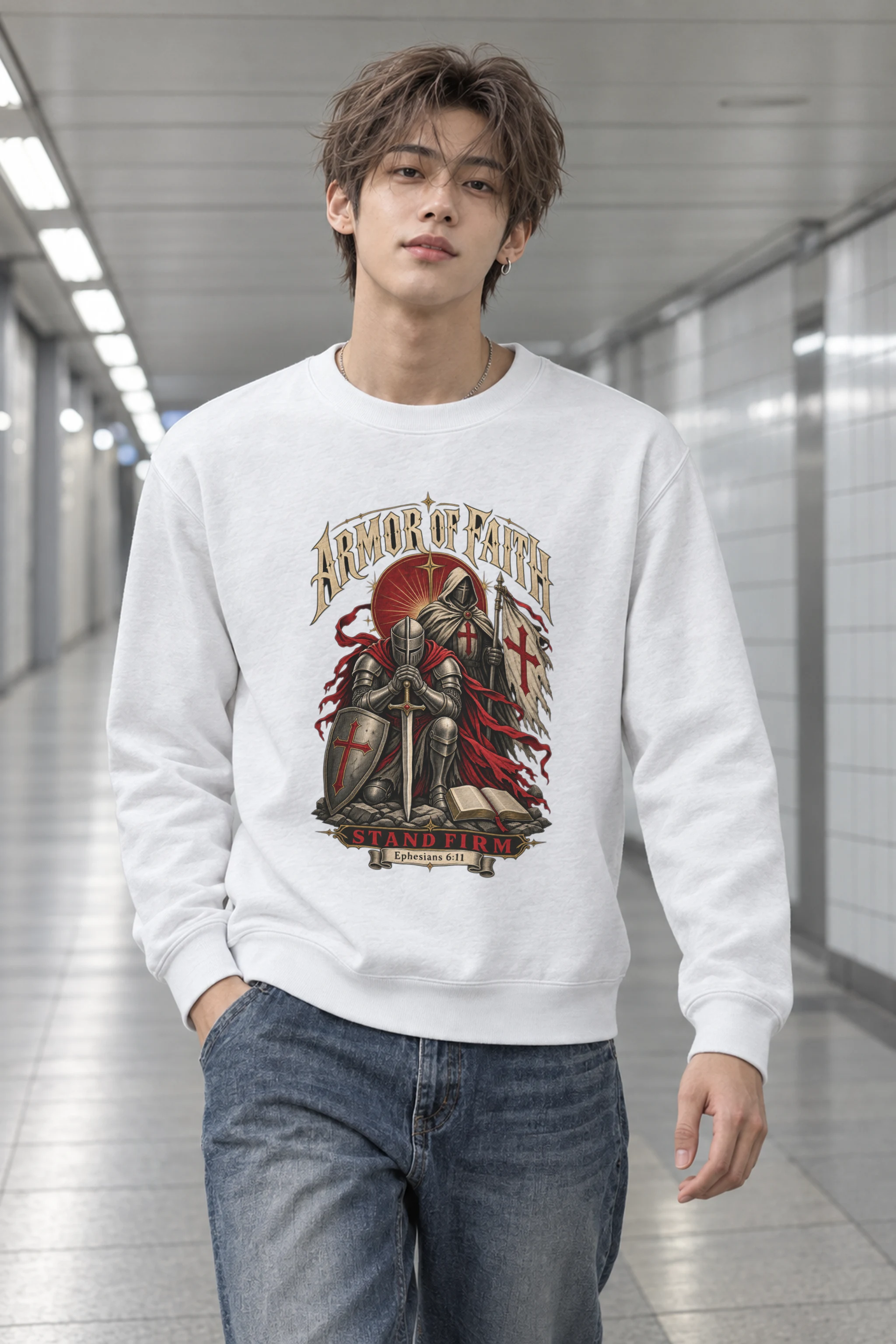 "Armor Of Faith" Heavy Blend Unisex Crewneck Sweatshirt