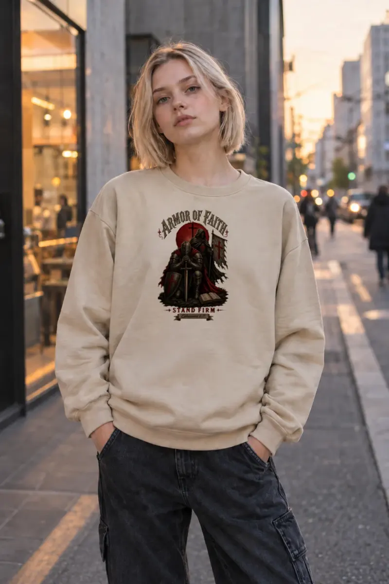 "Armor Of Faith" Heavy Blend Unisex Crewneck Sweatshirt | Gildan 18000