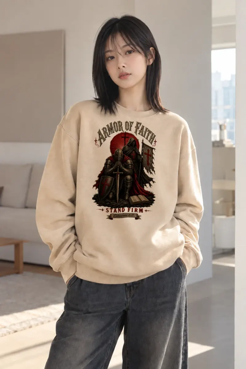 "Armor Of Faith" Heavy Blend Unisex Crewneck Sweatshirt | Gildan 18000