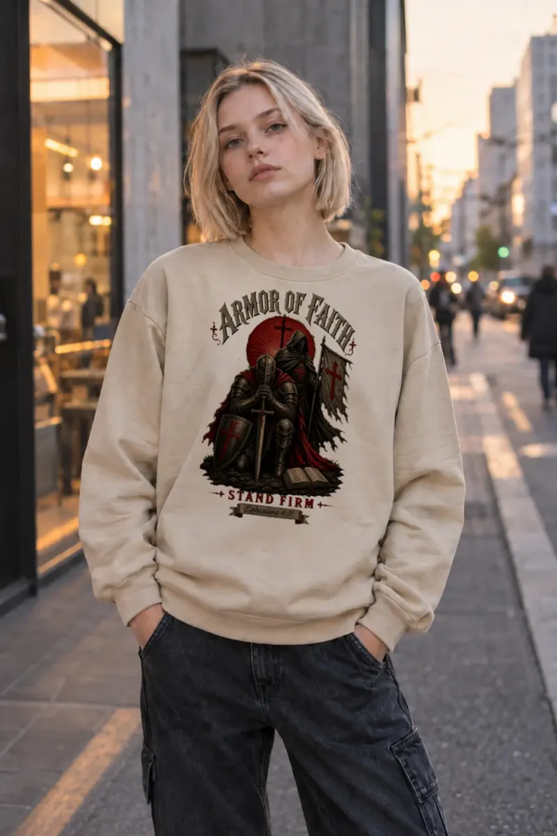 “Armor Of Faith” Heavy Blend Unisex Crewneck Sweatshirt | Gildan 18000