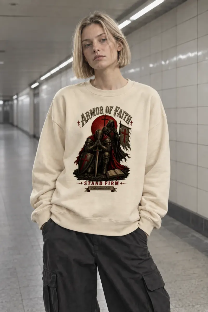 "Armor Of Faith" Unisex Sponge Fleece Crewneck Sweatshirt | Bella + Canvas 3901