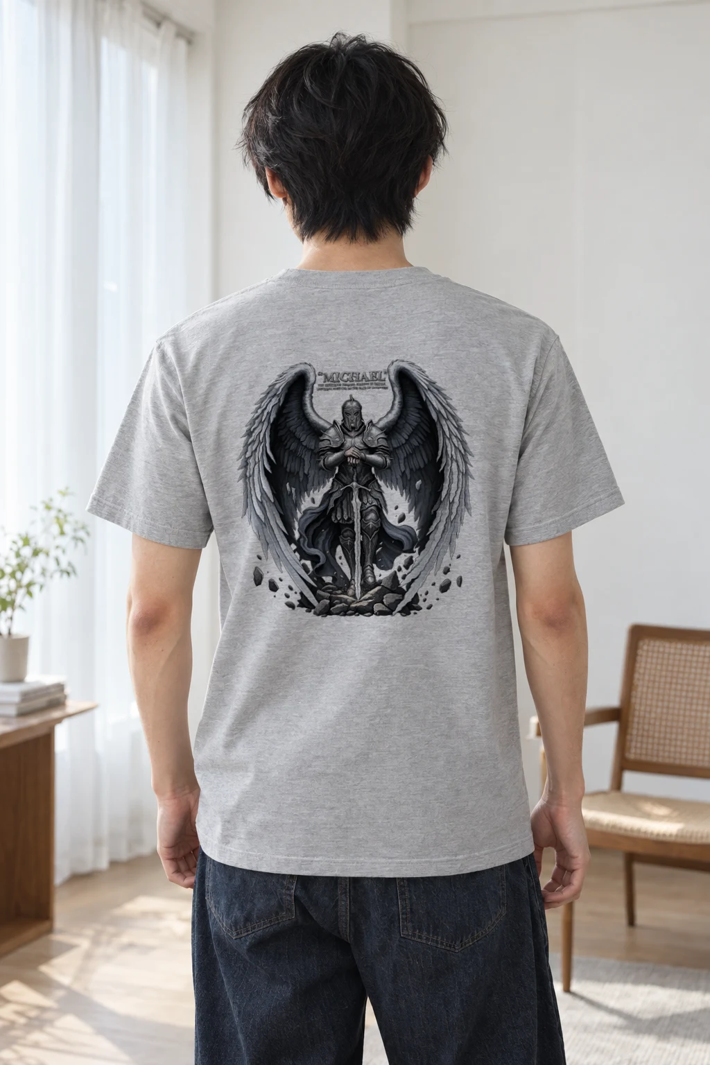 "Armored Archangel Michael" Heavyweight Unisex Crewneck T-shirt | Gildan 5000