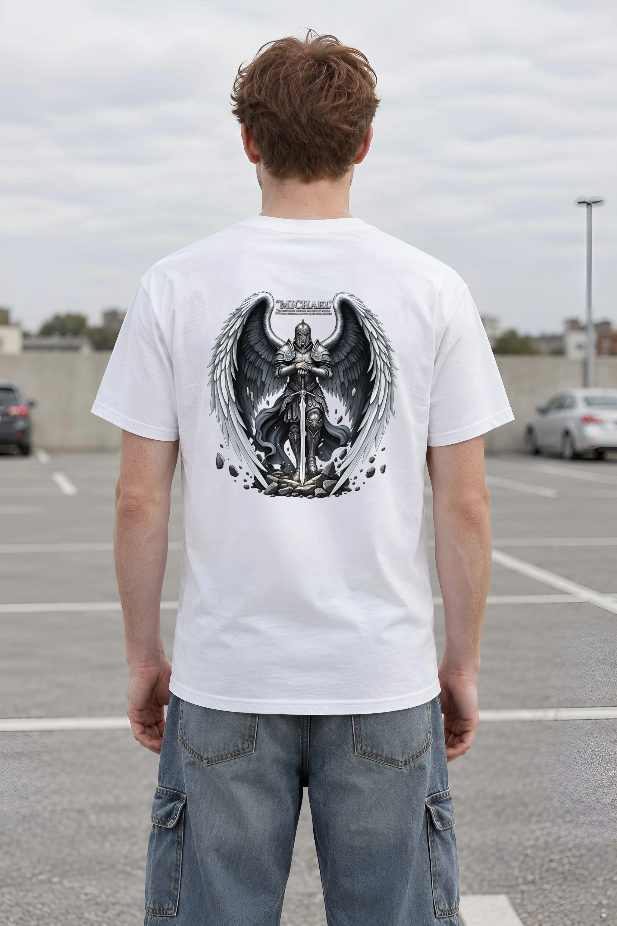 "Armored Archangel Michael" Heavyweight Unisex Crewneck T-shirt