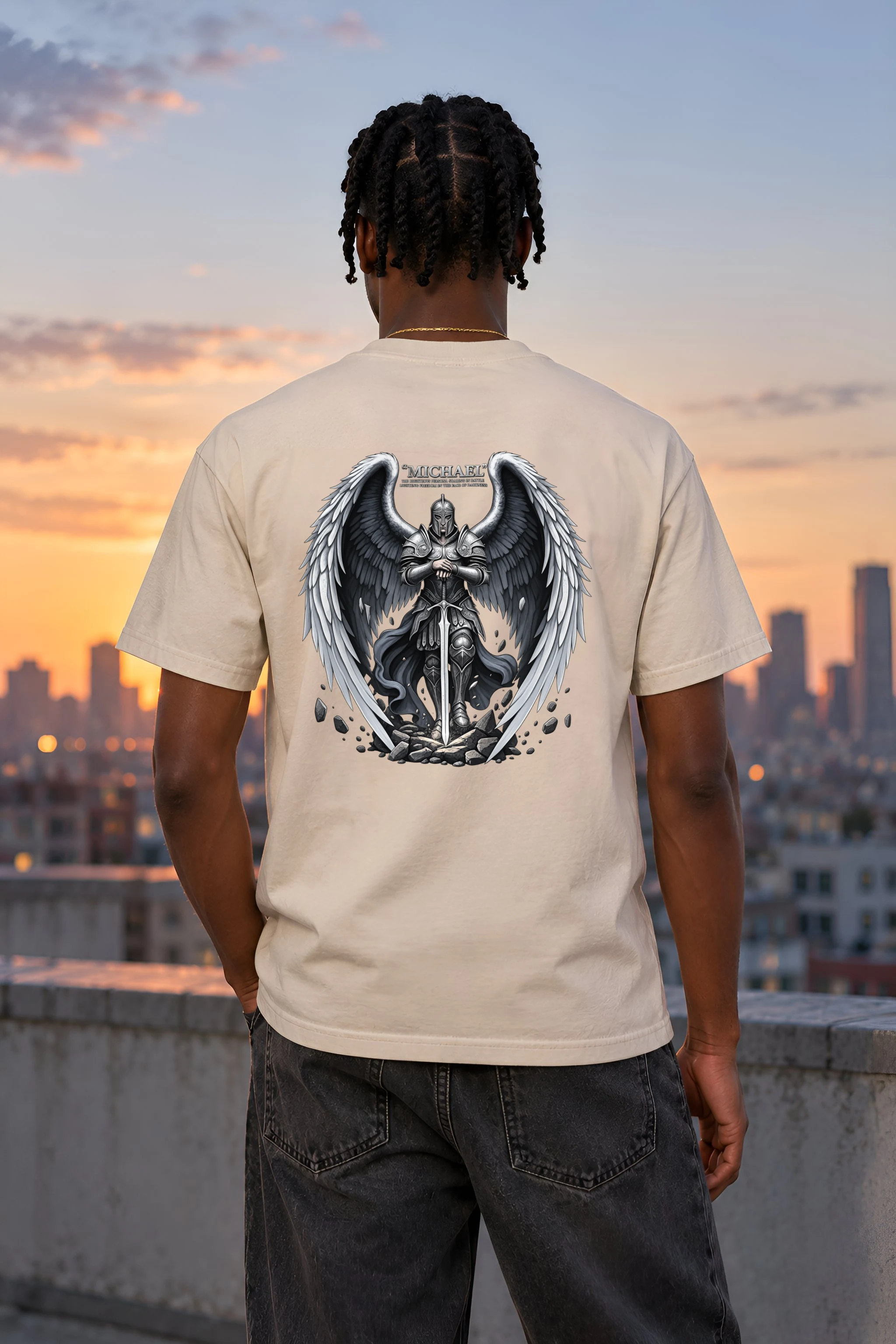 "Armored Archangel Michael" Heavyweight Unisex Crewneck T-shirt