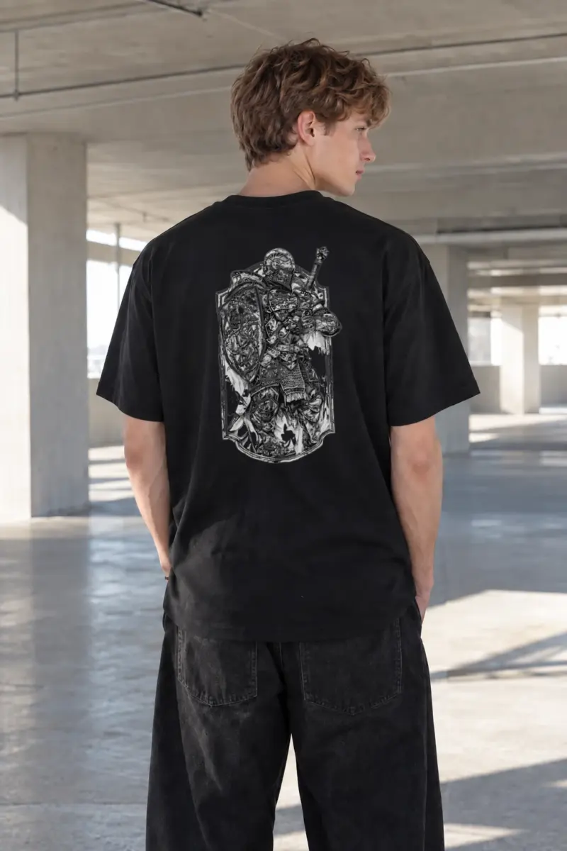“Armored Knight Engraving” Heavyweight Unisex Crewneck T-shirt | Gildan 5000
