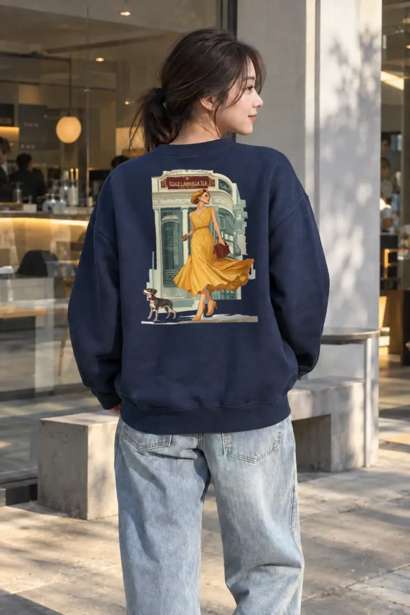 “Art Deco Dog Walk” Heavy Blend Unisex Crewneck Sweatshirt | Gildan 18000