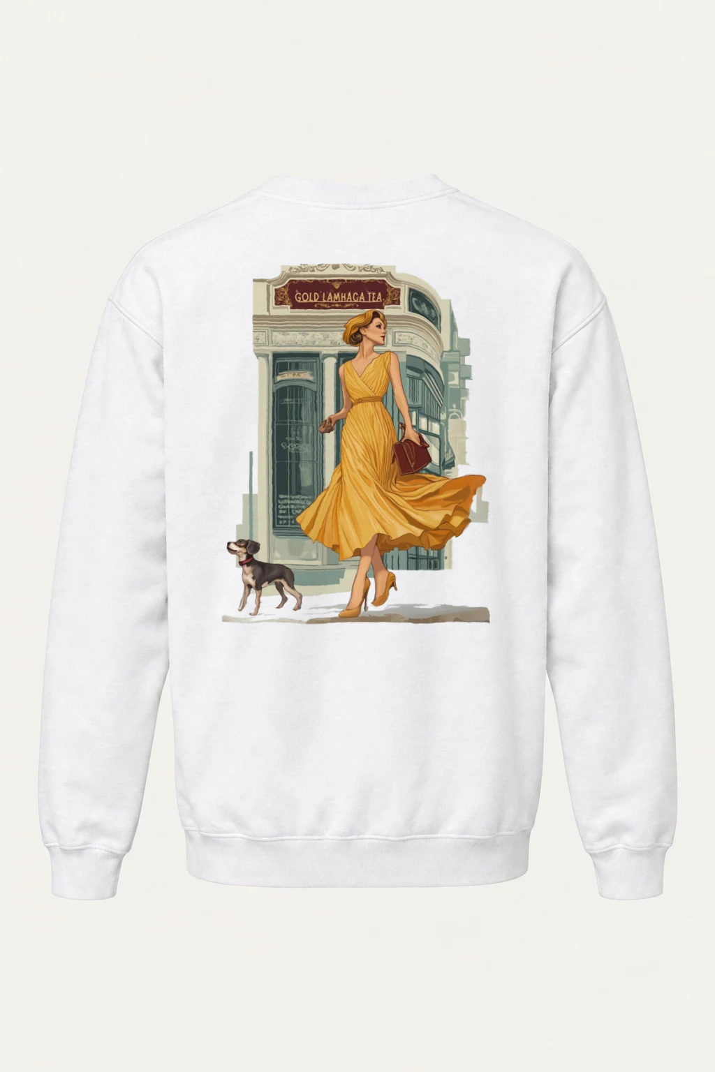 "Art Deco Dog Walk" Heavy Blend Unisex Crewneck Sweatshirt | Gildan 18000