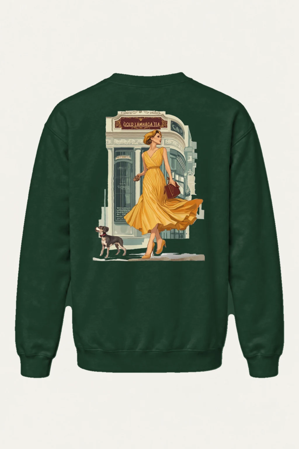 "Art Deco Dog Walk" Heavy Blend Unisex Crewneck Sweatshirt | Gildan 18000
