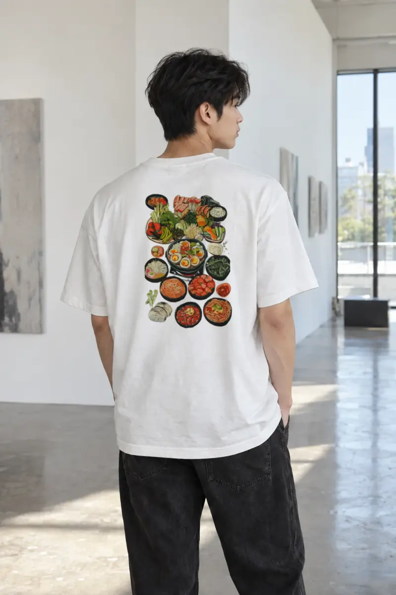 "Asian Food Spread" Heavyweight Unisex Crewneck T-shirt | Gildan 5000