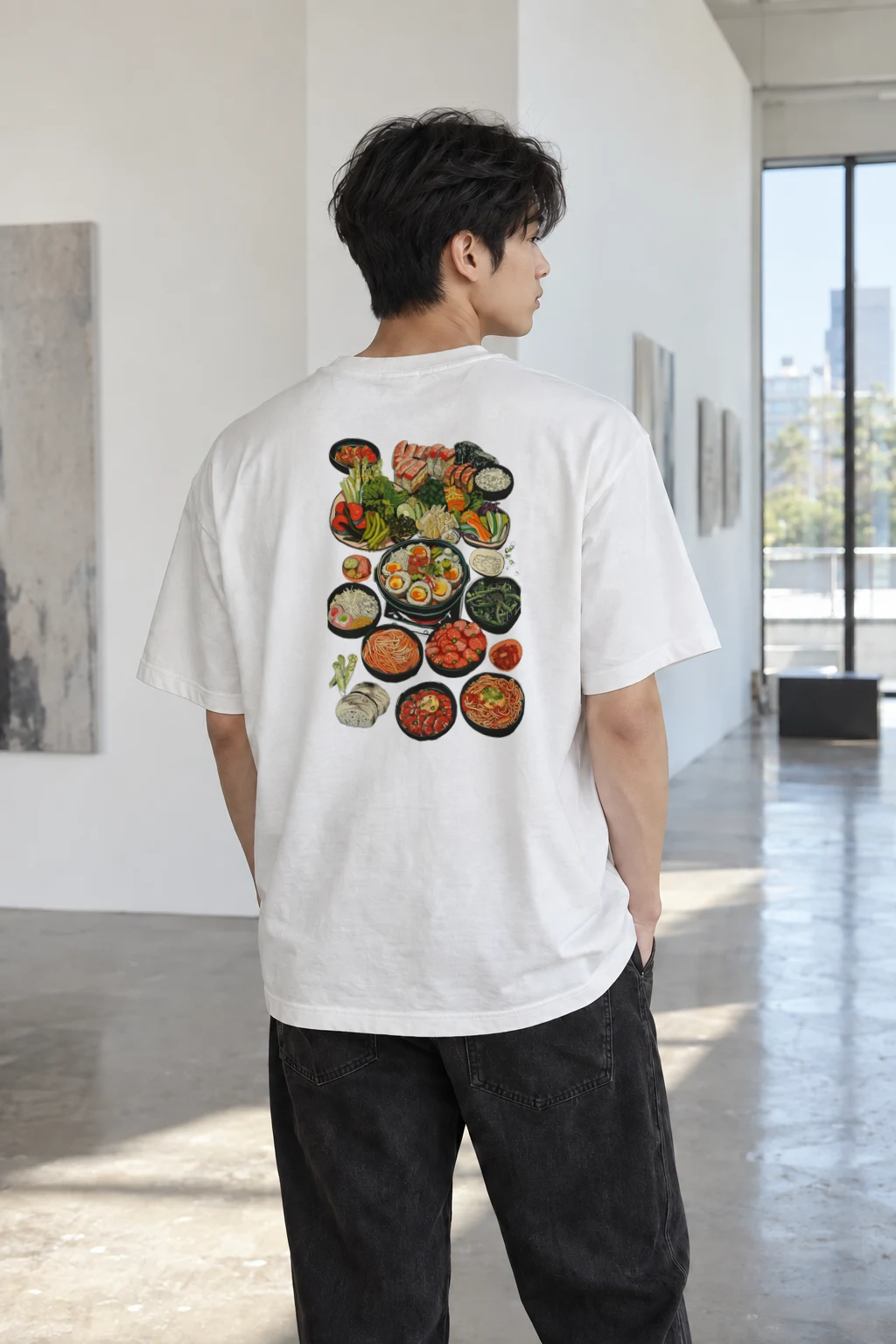 "Asian Food Spread" Heavyweight Unisex Crewneck T-shirt | Gildan 5000