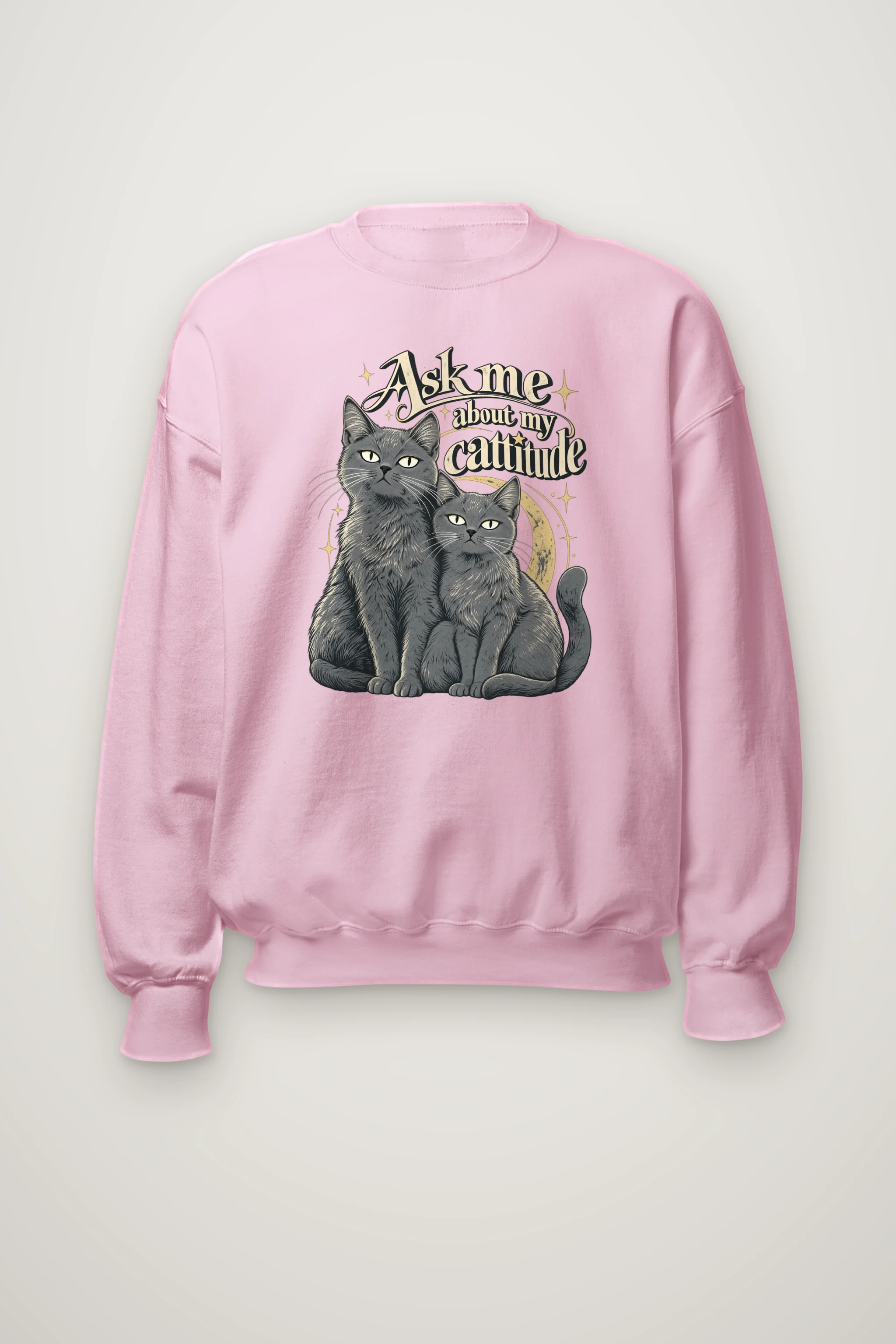 "Ask Me About My Cattitude" Heavy Blend Unisex Crewneck Sweatshirt