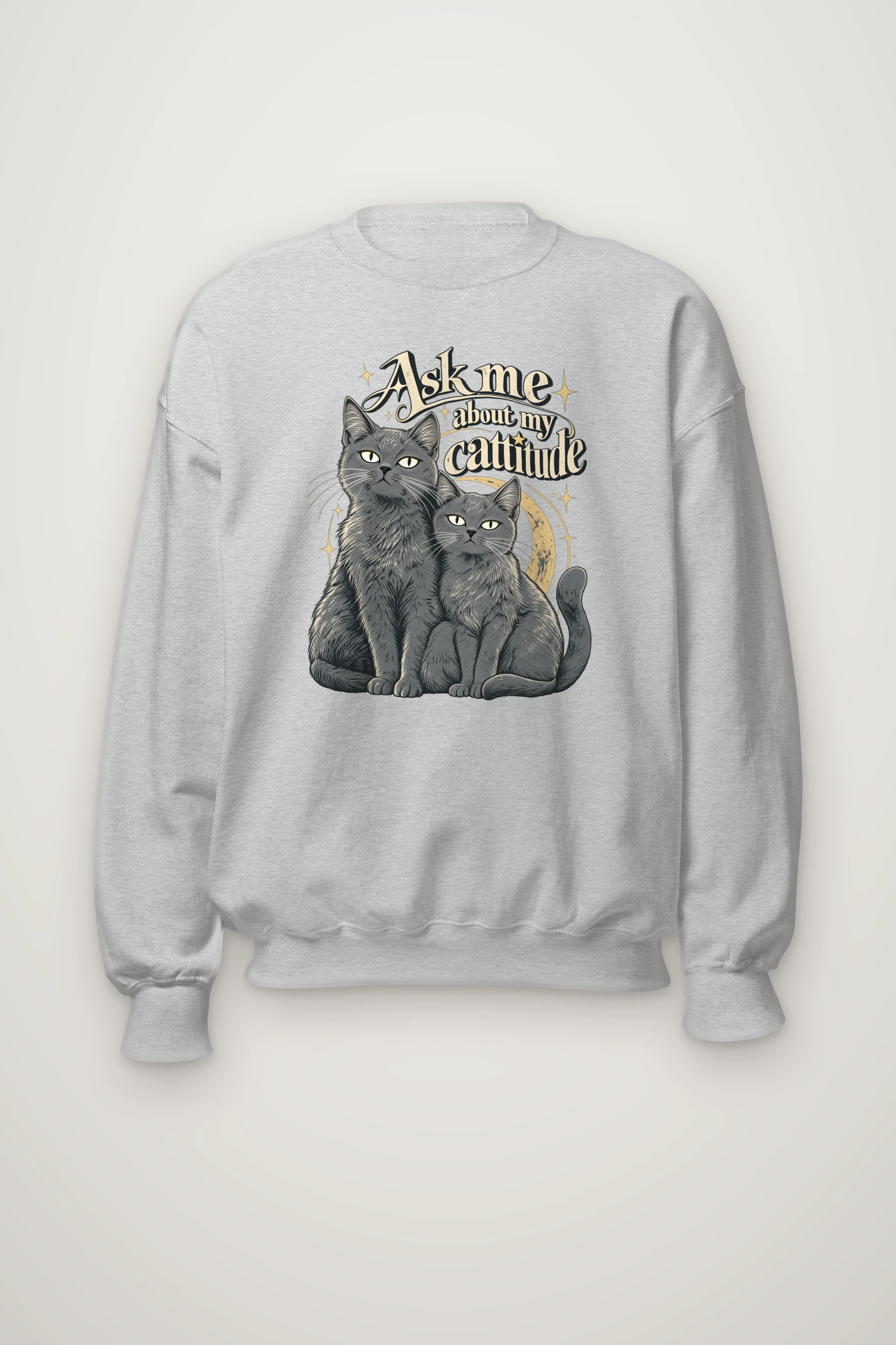 "Ask Me About My Cattitude" Heavy Blend Unisex Crewneck Sweatshirt