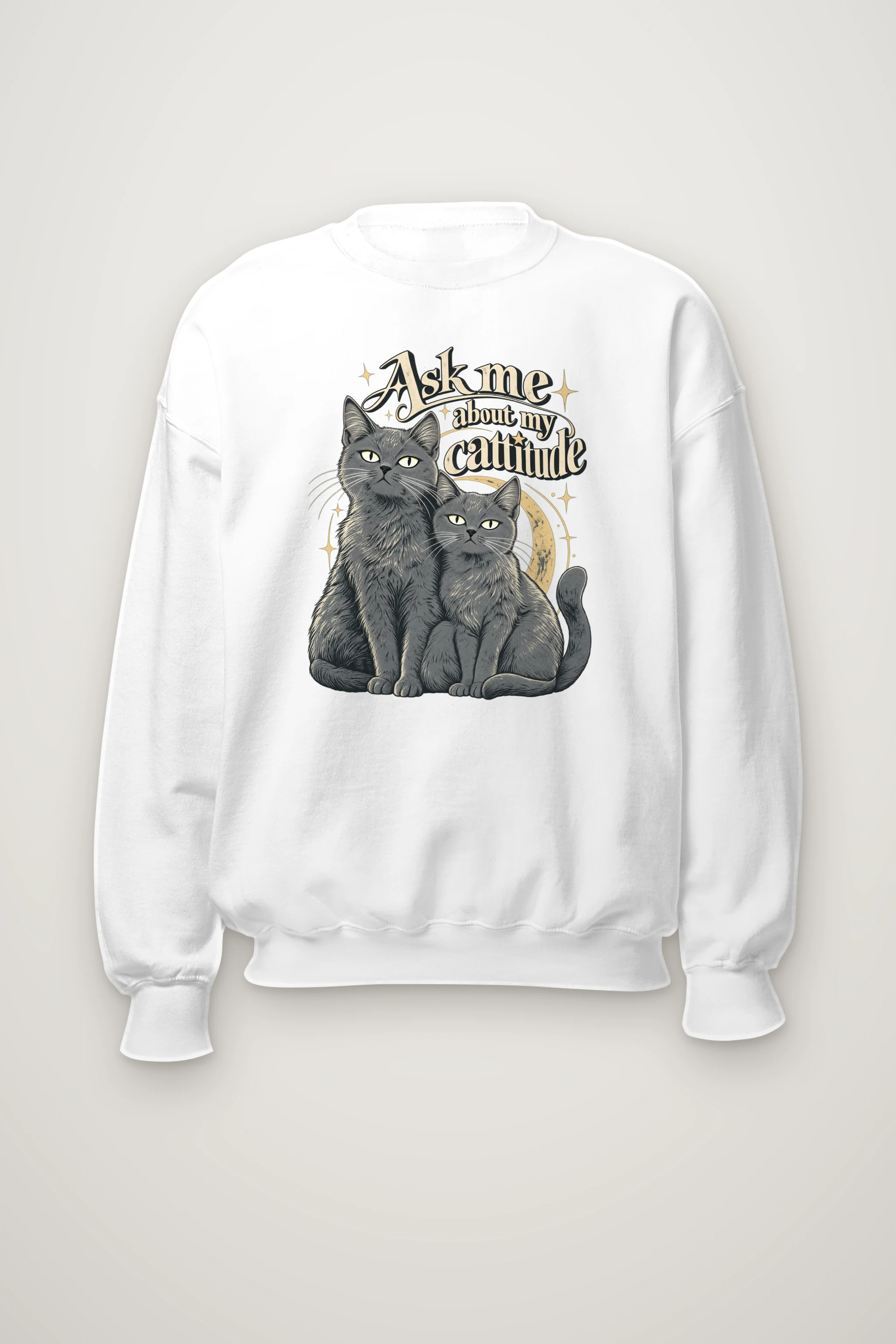 "Ask Me About My Cattitude" Heavy Blend Unisex Crewneck Sweatshirt