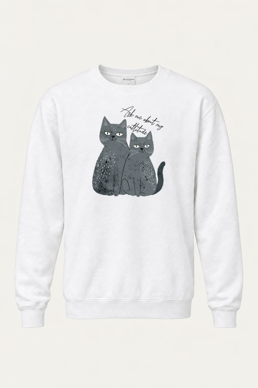 "Ask Me About My Cattitude" Heavy Blend Unisex Crewneck Sweatshirt | Gildan 18000