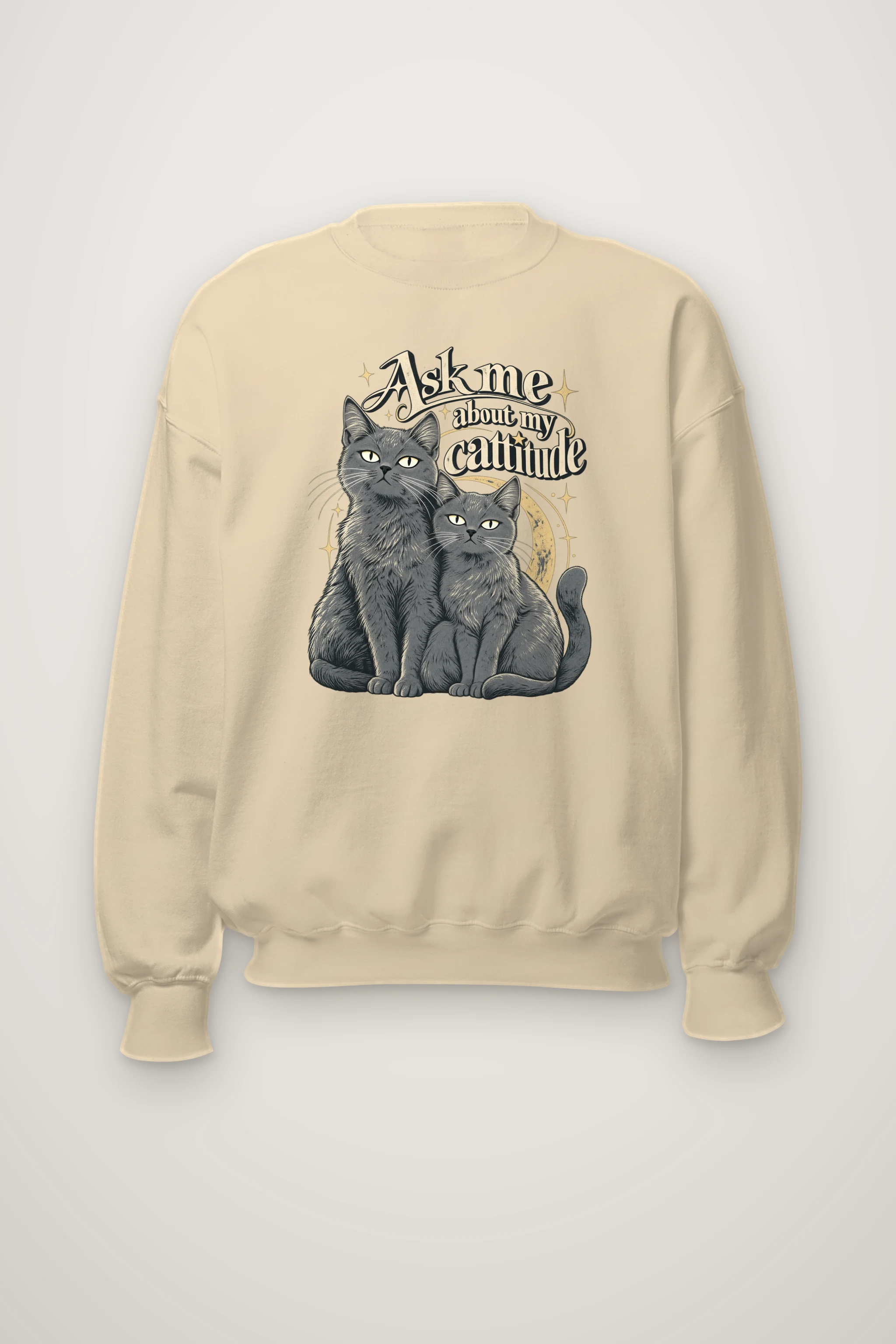 "Ask Me About My Cattitude" Heavy Blend Unisex Crewneck Sweatshirt