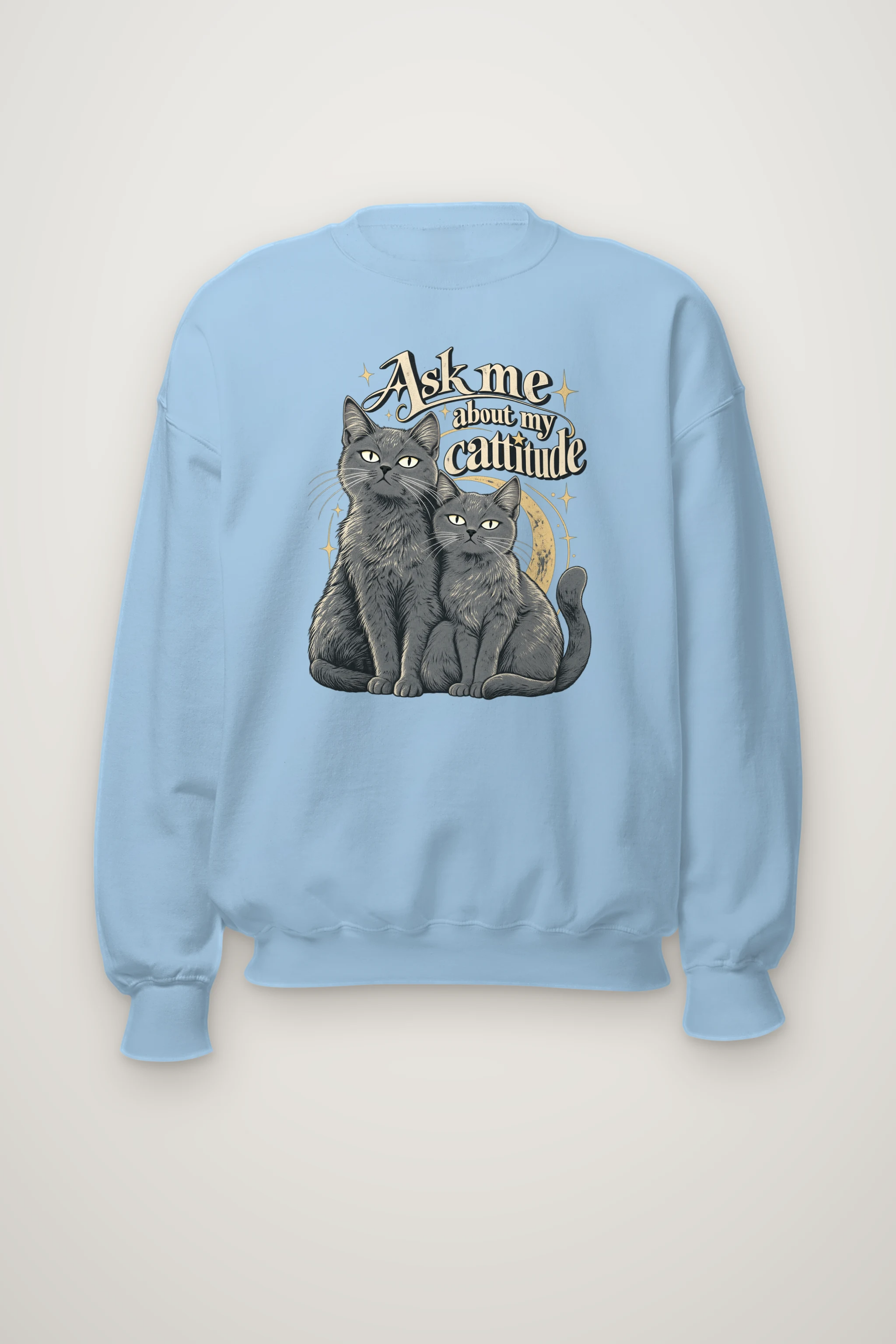 "Ask Me About My Cattitude" Heavy Blend Unisex Crewneck Sweatshirt