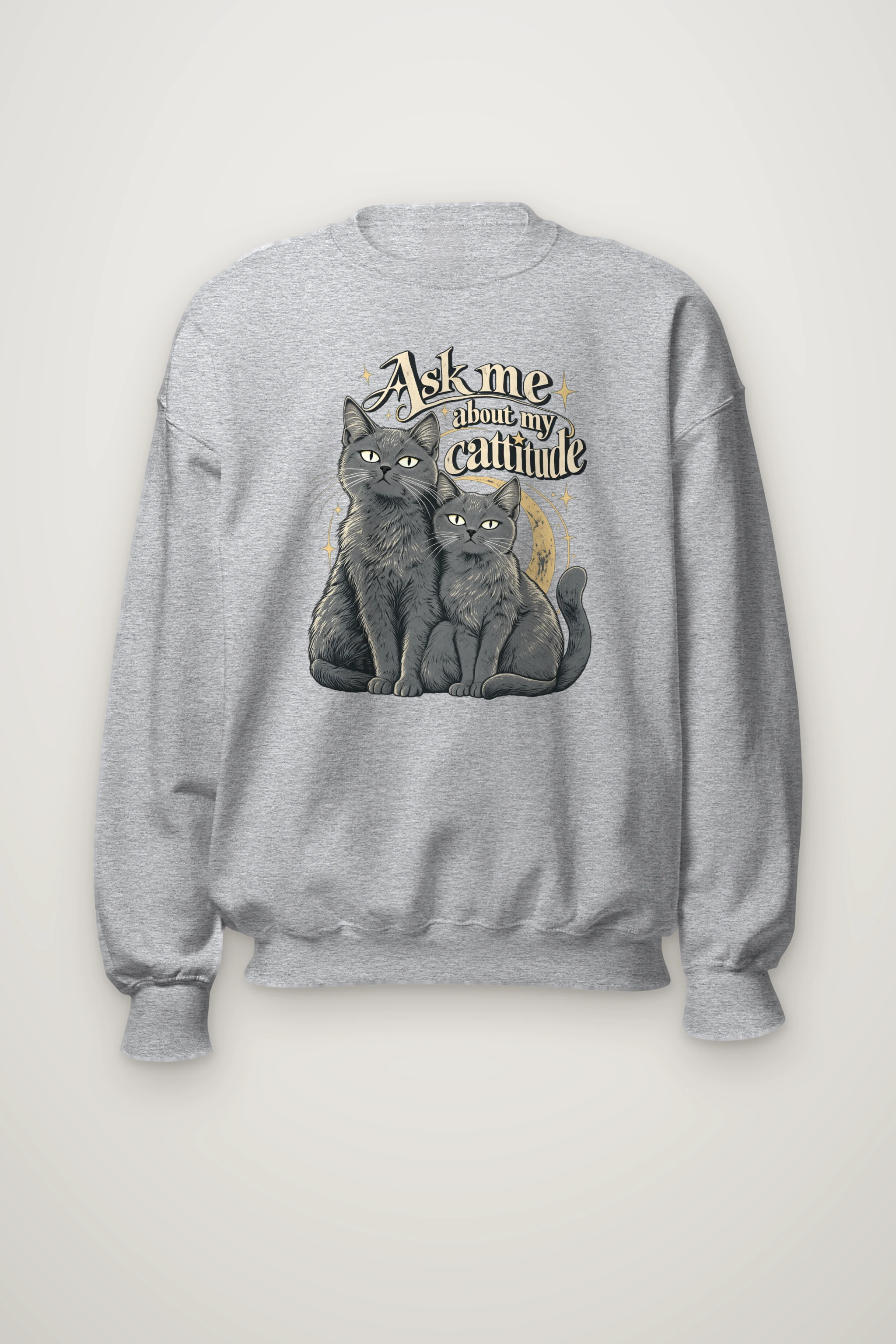 "Ask Me About My Cattitude" Heavy Blend Unisex Crewneck Sweatshirt