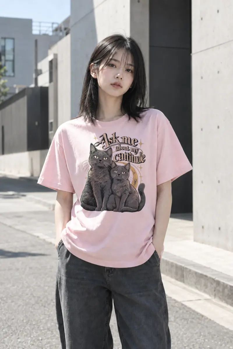 "Ask Me About My Cattitude" Heavyweight Unisex Crewneck T-shirt | Gildan 5000