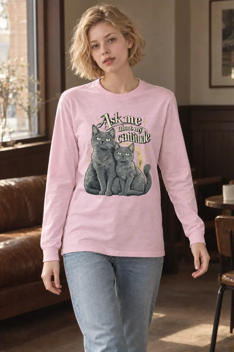 "Ask Me About My Cattitude" Unisex Longsleeve T-shirt