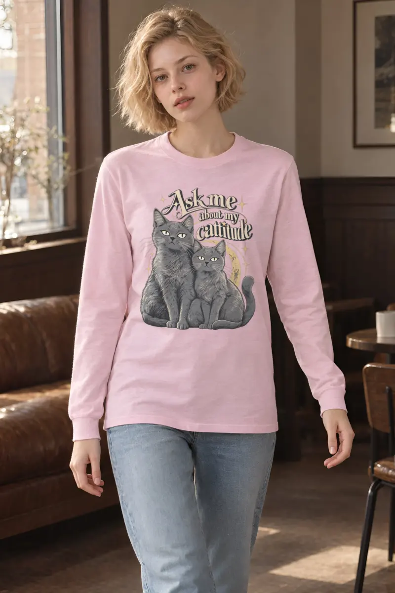 "Ask Me About My Cattitude" Unisex Longsleeve T-shirt