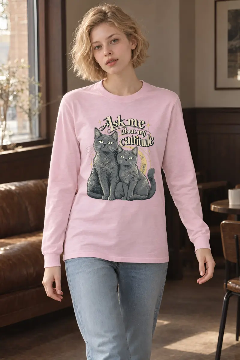 "Ask Me About My Cattitude" Unisex Longsleeve T-shirt