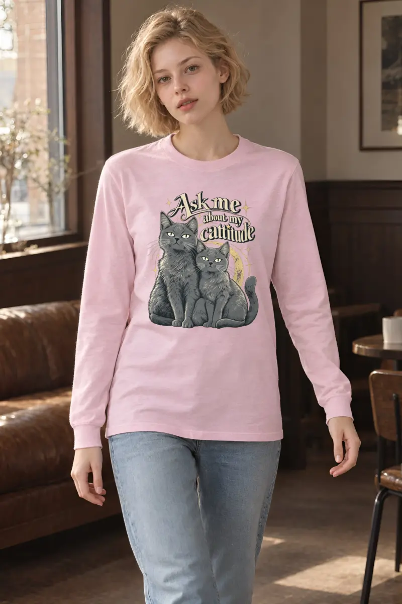 "Ask Me About My Cattitude" Unisex Longsleeve T-shirt