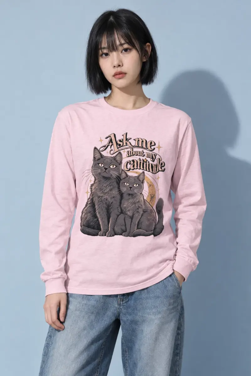 "Ask Me About My Cattitude" Unisex Longsleeve T-shirt | Gildan 2400