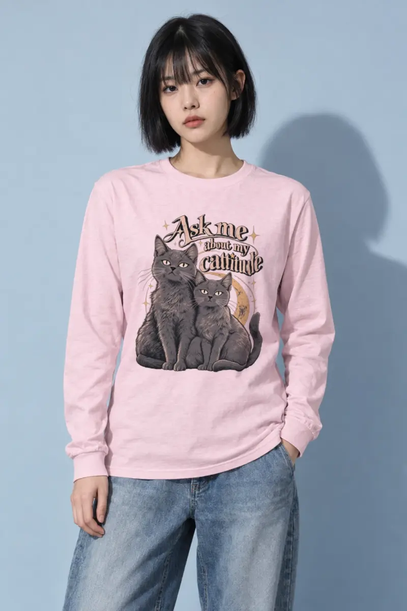 "Ask Me About My Cattitude" Unisex Longsleeve T-shirt