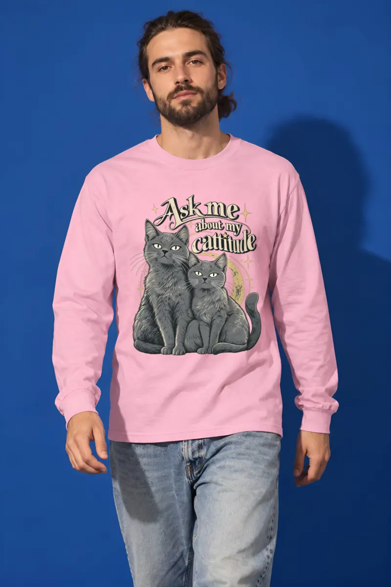 "Ask Me About My Cattitude" Unisex Longsleeve T-shirt